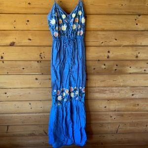 Embroidered Flower Maxi Dress